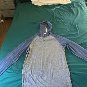 Zine Clothing Blue and Gray Henley Hoodie